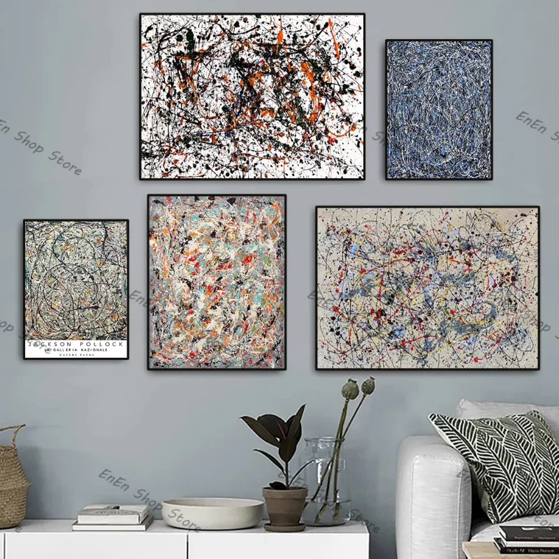 Jackson Pollock Abstract Free Line Poster Painting Prints  HD Pictures Printed on Canvas for Home Room Wall Art Decoration Mural