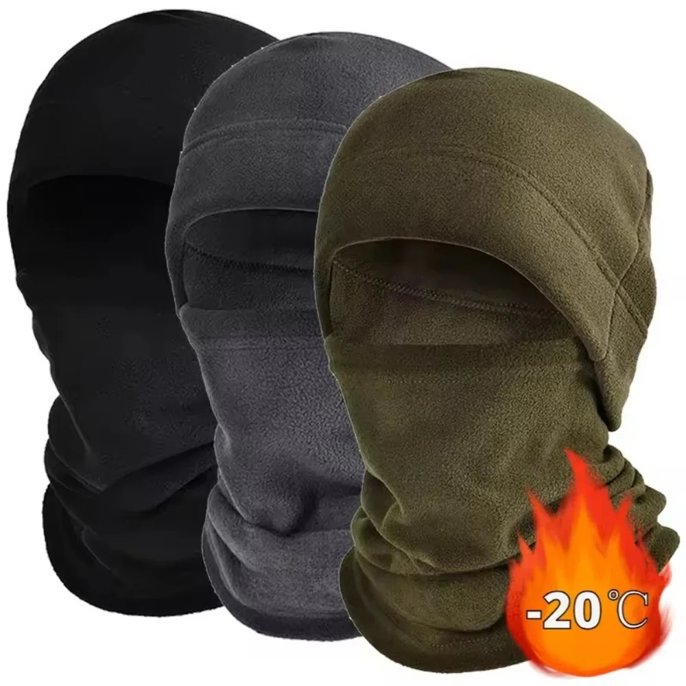 Set Winter Fleece Hat and Scarf Set Thermal Head Cover Tactical Warm Balaclava Face Mask Neck Warmer Sport Cycling Ski Scarf Hat