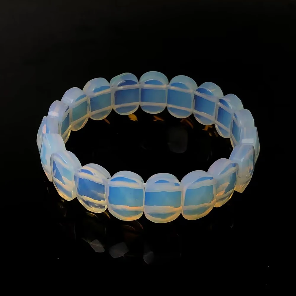 Natürliche 10x14mm ovale facettierte Perlen, elastisches Kabel, Stein-Kristall-Opal-Obsidian-Amethyst-Armbänder für Frauen. – Detail 5