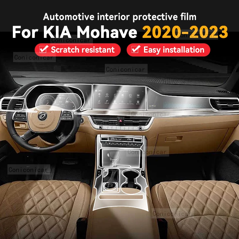 

For KIA MOHAVE 2020-2023 TPU Transparent Protect Film Interior Sticker Center Console Navigator Gear Panel Car Accessories