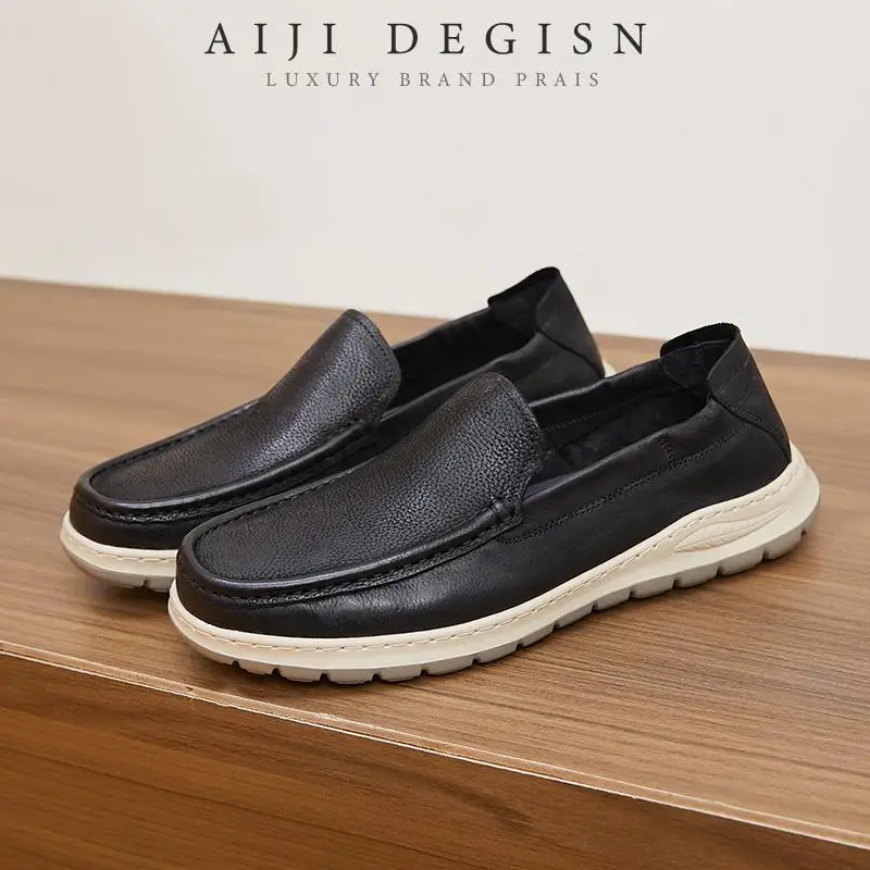 

Мужская обувь из натуральной кожи в стиле ретро, повседневная обувь из воловьей кожи, черная оригинальная обувь, роскошная обувь из натуральной кожи