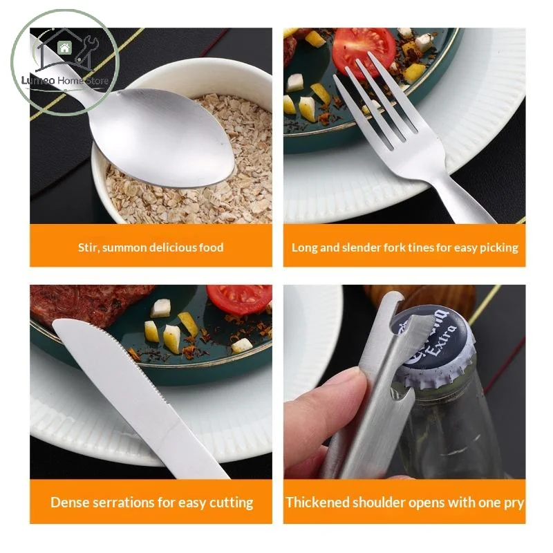 4Pcs/Set Portable Stainless Steel Outdoor Camping Knife Fork Spoon Combo Cutlery Set Dinnerware Camping Cooking Flatware