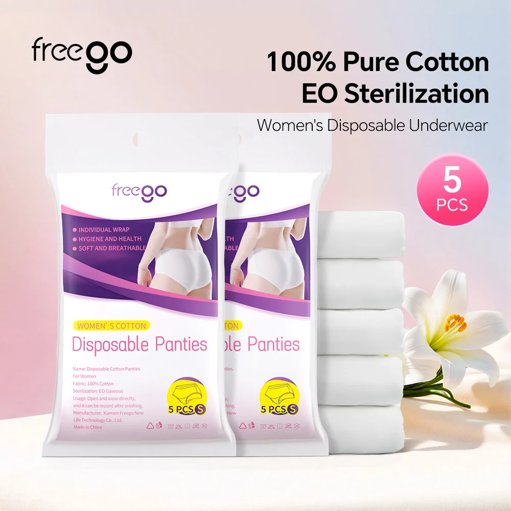 

Freego 5/10/20Pcs Women‘s Disposable Underwear 7A Antibacterial Breathable Women's Panties 100% Cotton Women's Briefs Panties