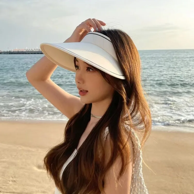 

Stylish Summer Empty Top Sun Hat Wide Brim Visor Hat Portable Outdoor Sports Beach Cycling Uv Protection Sunshade Hat
