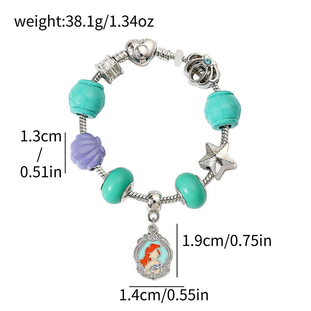 Disney Cartoon Anime Ariel Princess Bracelet The Little Mermaid Bangle Suitable For Women Girls Jewelry Gifts