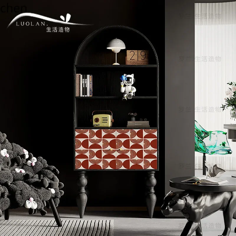 

YFY Cream Wind Art Bookcase Solid Wood Living Room Storage Bucket Cabinet Bedroom Bed End Decoration Kitchen Edge Cabinet