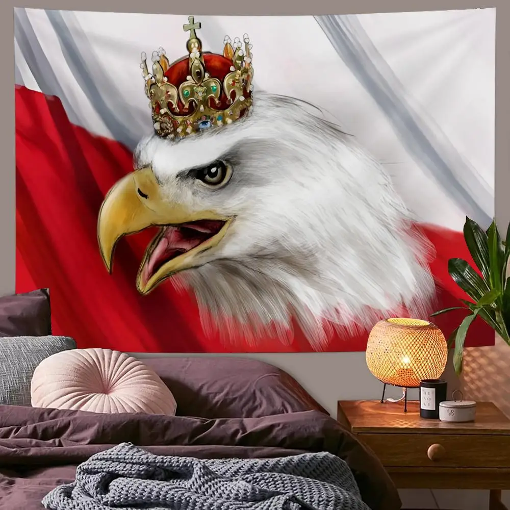 Poland Emble Flag Tapestry Custom Living Bedroom Party Dormitory interior Wall bohemian Decoration Attached clip
