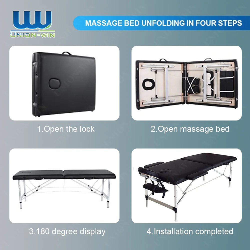 طاولة سرير محمولة قابلة للطي من Union Win مع طاولة مقعد وأثاث صالون الوشم وسرير تدليك للتجميل #6