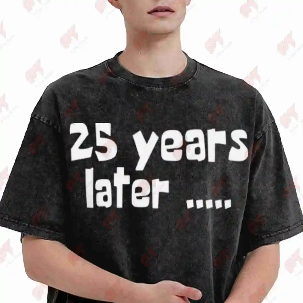 25th Birthday Millennial Born In 2001 Cartoon Vintage Washed Tee Pure Cotton T-Shirt