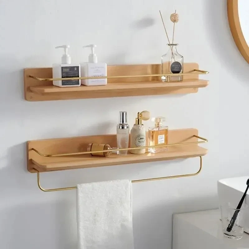 Bathroom Shelving Wooden Towel Rack Wall Hanging Storage Rack Bathroom Accessories Towel Holder Towel Hanger Wall Storage Holder