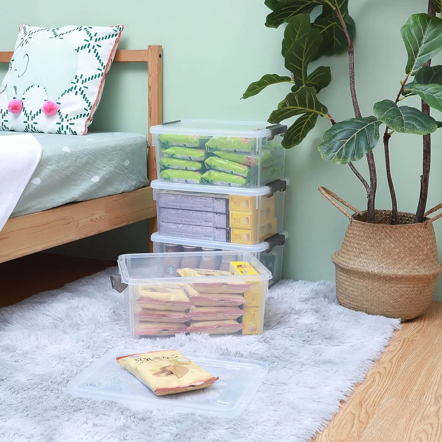 4-Pack Clear Stackable Storage Bins with Lids, 17 QT Capacity for Home Organization