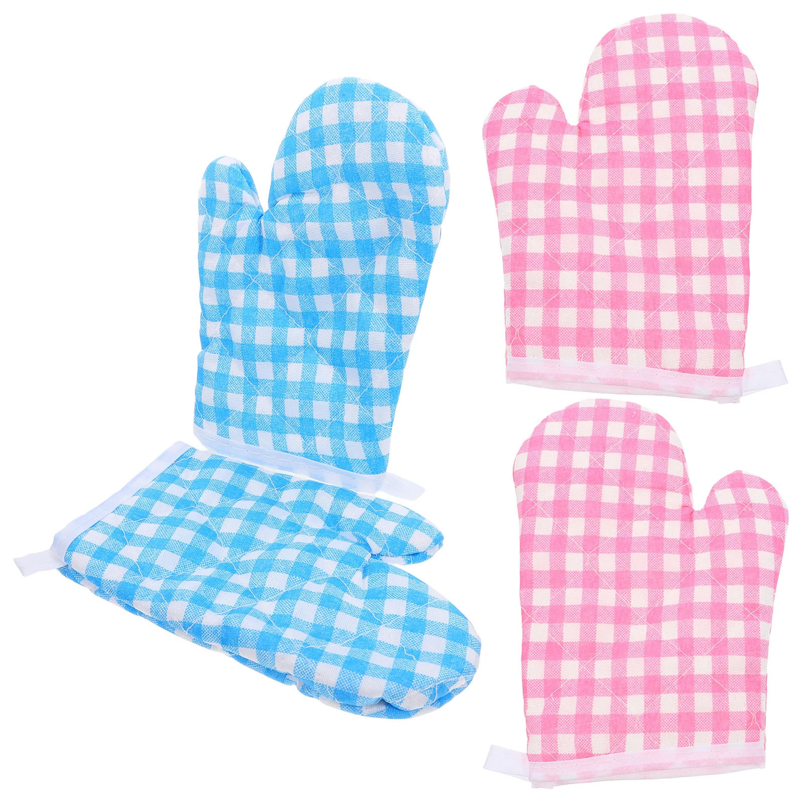 

2 Pair Gloves Cute Oven Mitts Heat Resistant Kitchen Barbecue Insulated Micro-wave Cooking for Baking