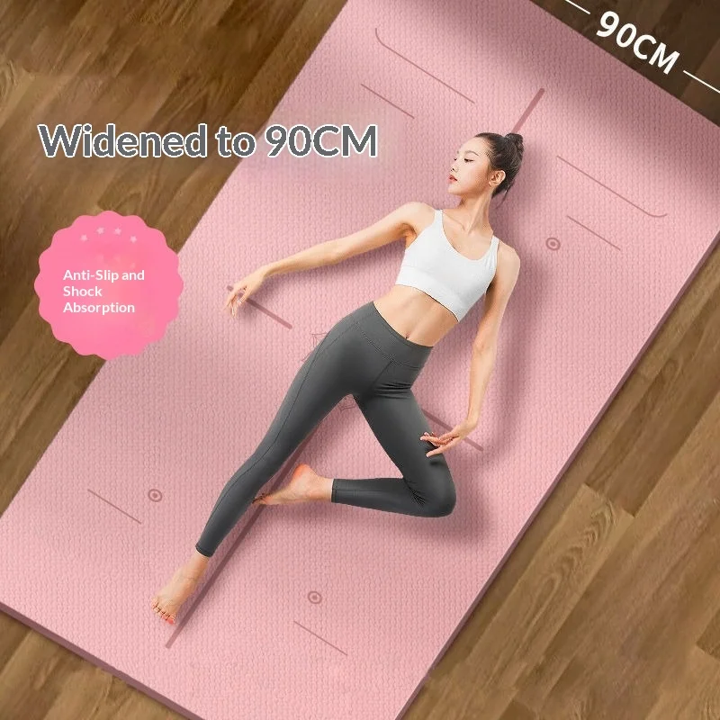 TPE-Yogamatte, extra dick, extra lang, breit, rutschfest, geruchlos, Stoßdämpfung, Heimtraining, Pilates, Anfänger, Lila, Rosa, Grün
