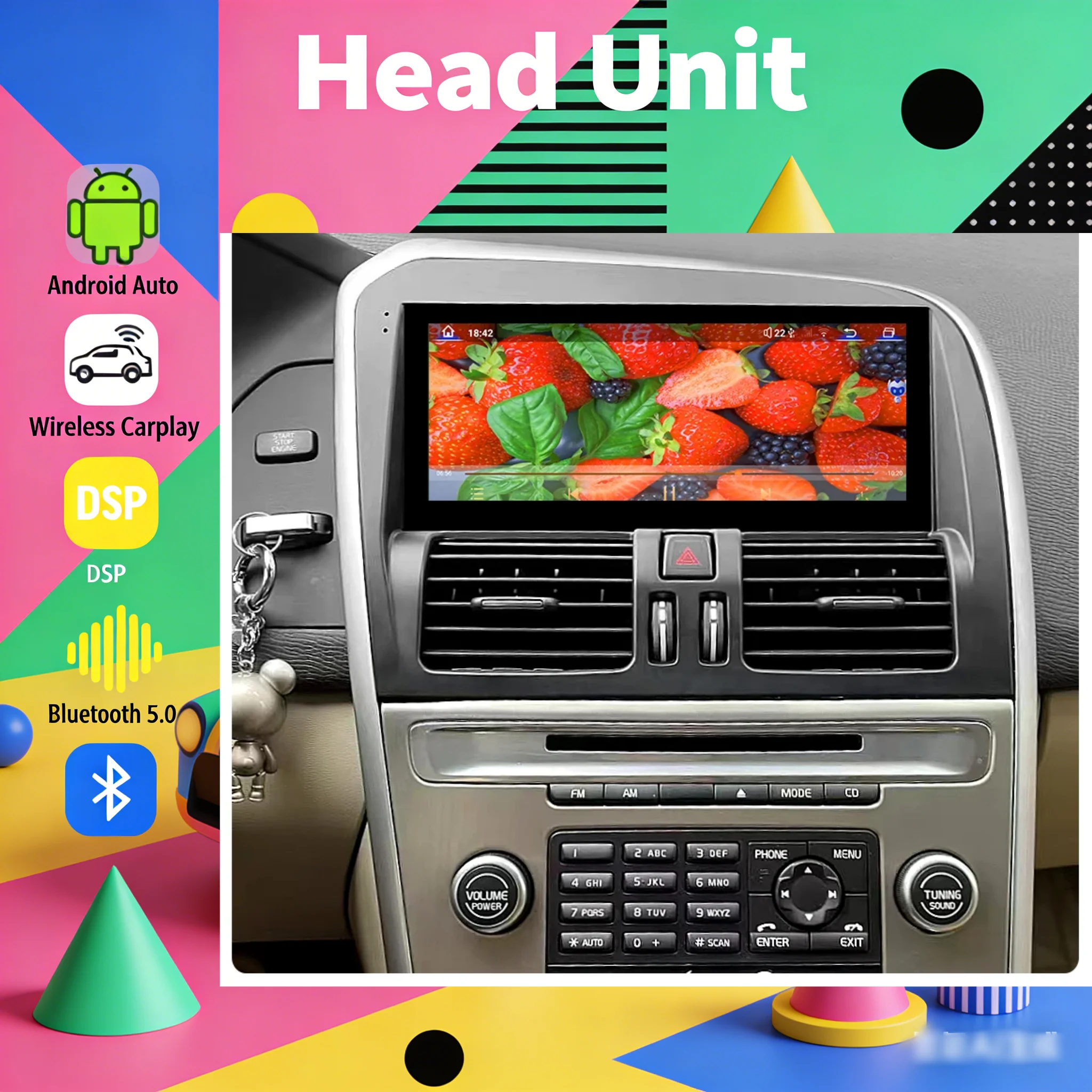 Radio Multimedia para Auto Volvo XC60 2009-2017, Sistema Android 13.0, Navegación GPS, Estéreo para Auto, Carplay Inalámbrico, Unidad Principal con Bluetooth