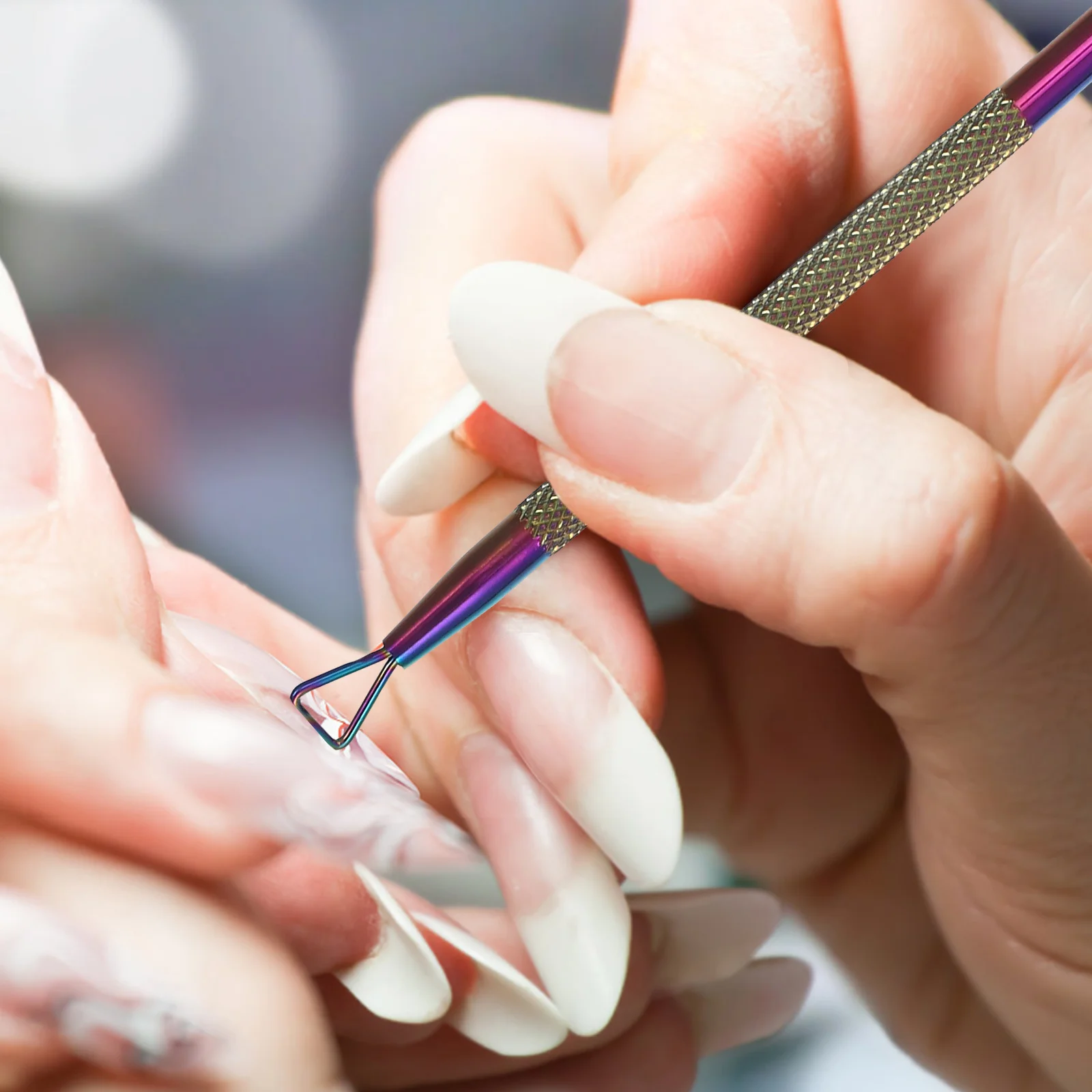 4 قطعة الفولاذ المقاوم للصدأ مثلث مسمار الفن انتهازي إهاب مقشرة هلام مزيل طلاء الأظافر مانيكير باديكير أداة مسمار الفن انتهازي #5