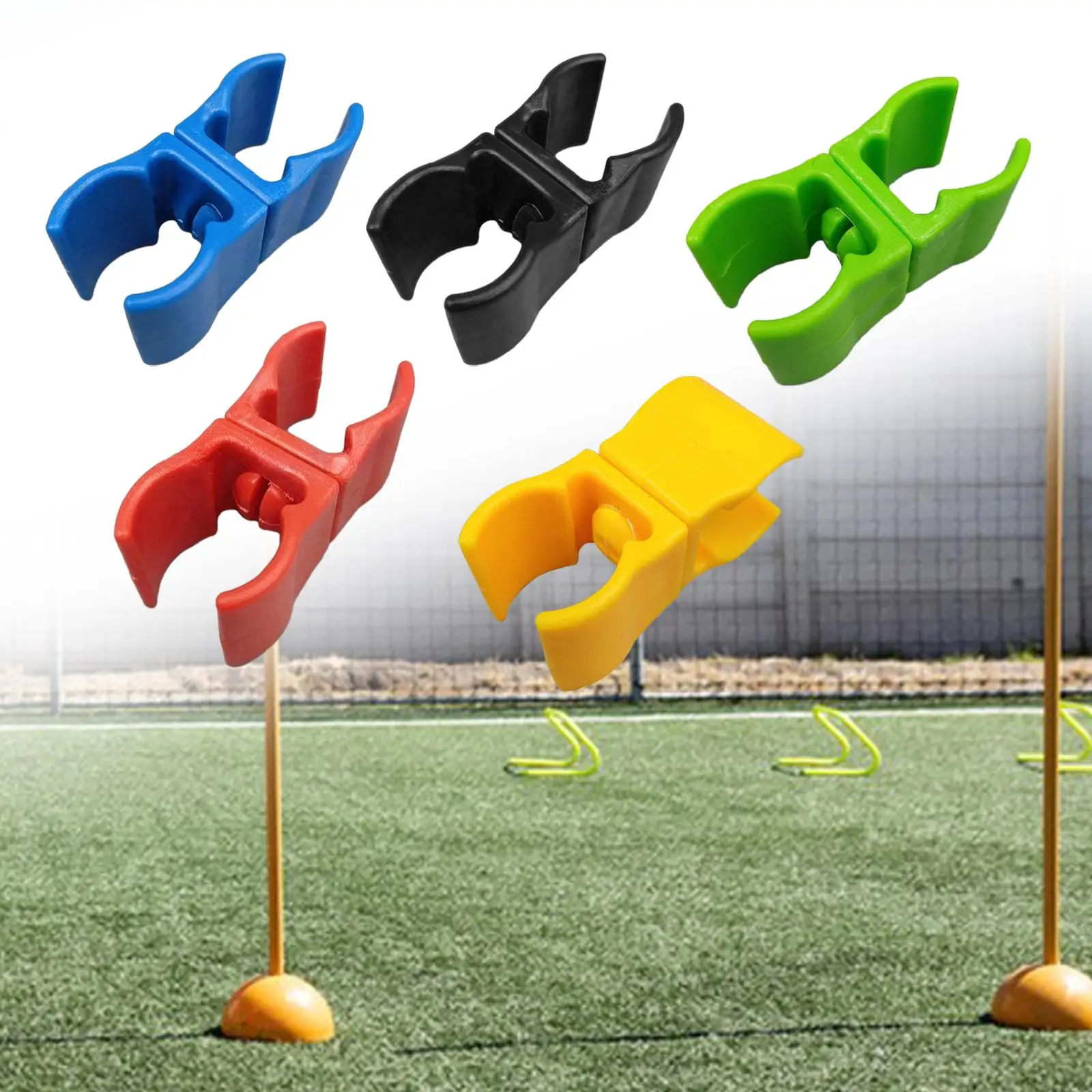 10 Pieces Football Training Flag Pole Clip Soccer Head Tube Fixed Clamp for Soccer Training Practice Warning Basketball Sports