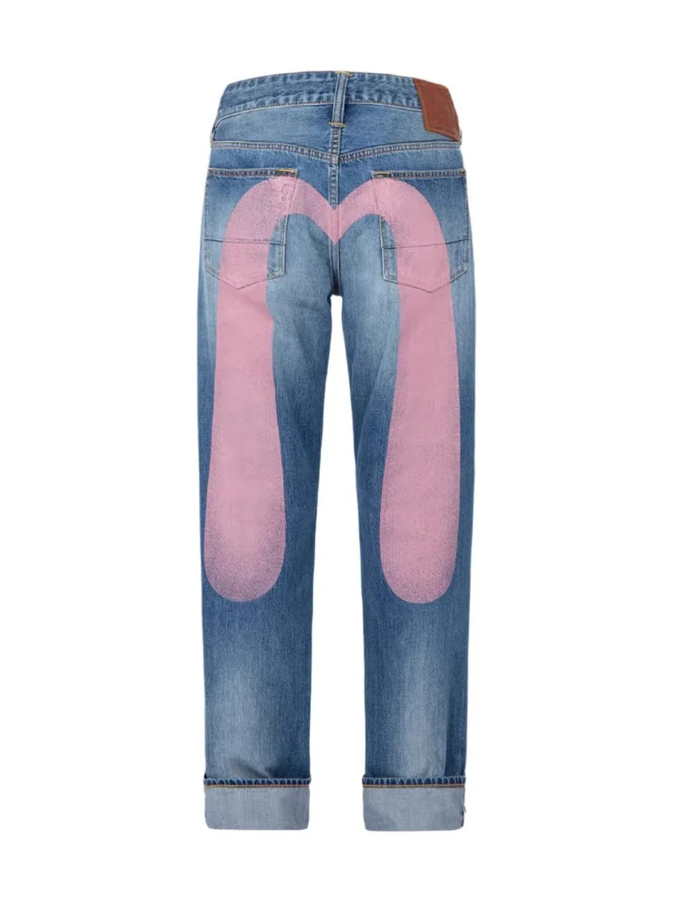 

High Waist Loose Fit Printed Denim Jeans Women's Straight Leg Long Trousers Fashionable Wear Resistant Spring Autumn Youth