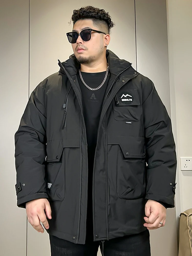 

Мужская пуховая хлопковая куртка очень большого размера, уличная морозостойкая одежда для толстых людей, не объемное морозостойкое пальто