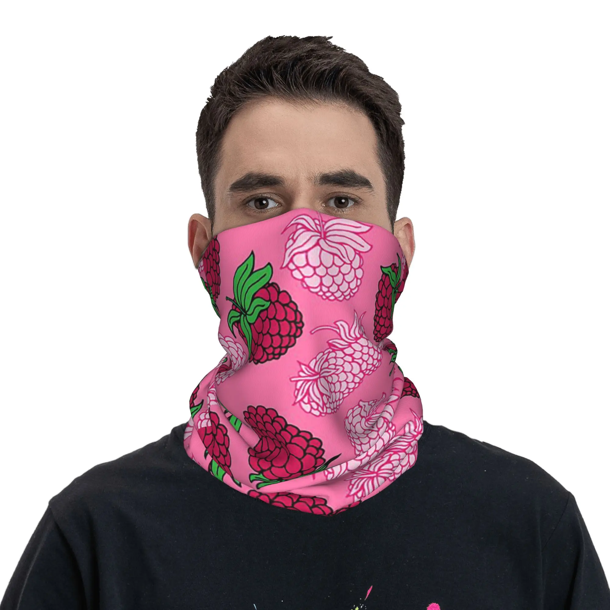 

Pink and Red Strawberry Leaf Bandana Neck Gaiter Printed Mask Scarf Headband Outdoor Sports Unisex Adult Washable