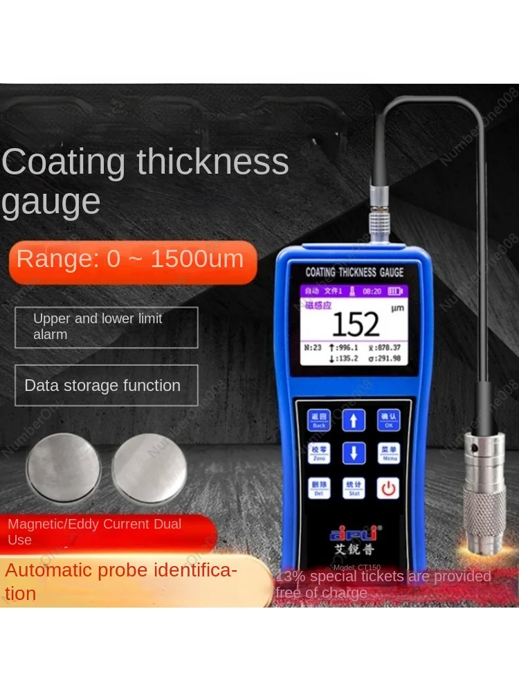 

Coating Thickness Gauge High Precision Galvanized Layer Digital Display Metal Clock Paint Film Thickness Measuring Instrument