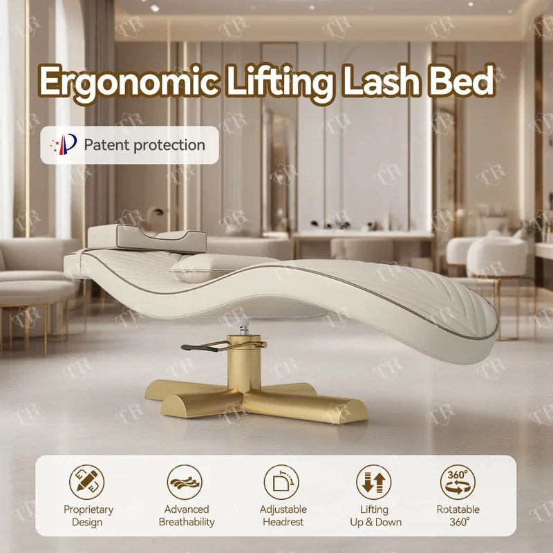 Turri Modern Metal Curved Lash Bed for Beauty Salon-Full Lash Furniture Group Set with Stainless Steel Frame