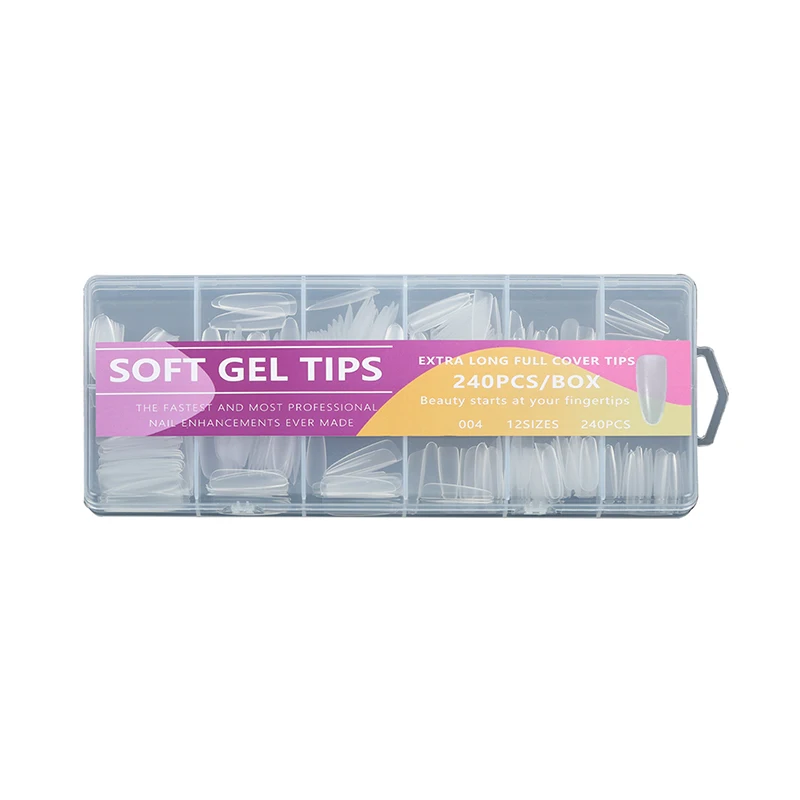 240 stks Ultradunne Dubbelzijdige Nep Nagels Met Extra Lijn No-Trace Nail Tips Clear Extension Kunstnagels DIY