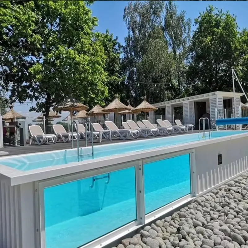 Contenedor de envío de fibra de vidrio para casa al aire libre, grande, personalizado, 40 pies, piscina, contenedor grande prefabricado de 20 pies, suministros para piscina