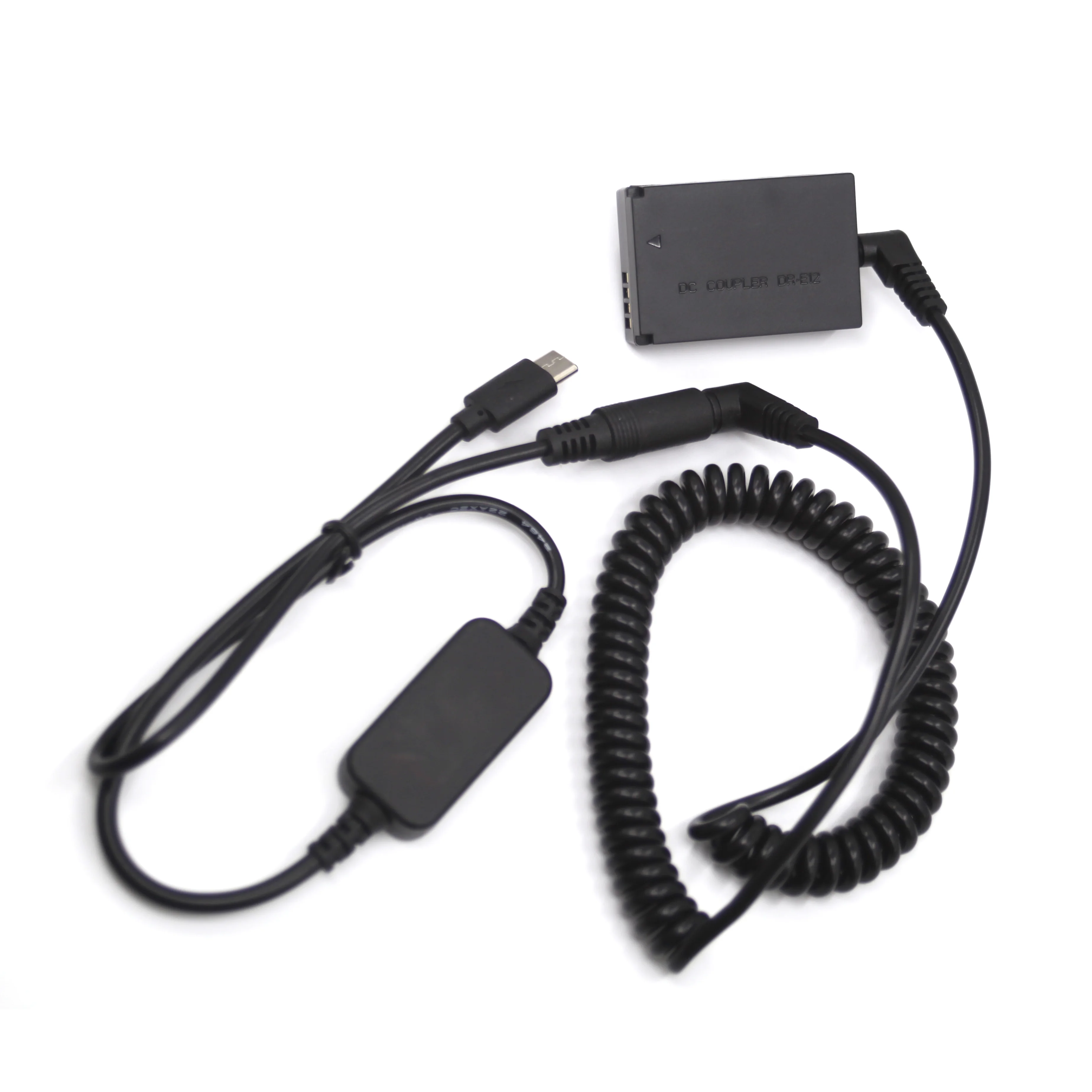 

DR-E12 DC Coupler LP E12 Dummy Battery USB Type C DC Cable 5.5×2.1MM DC Spring Wire Cable for Canon EOS-M M2 M10 M50 M100 M200