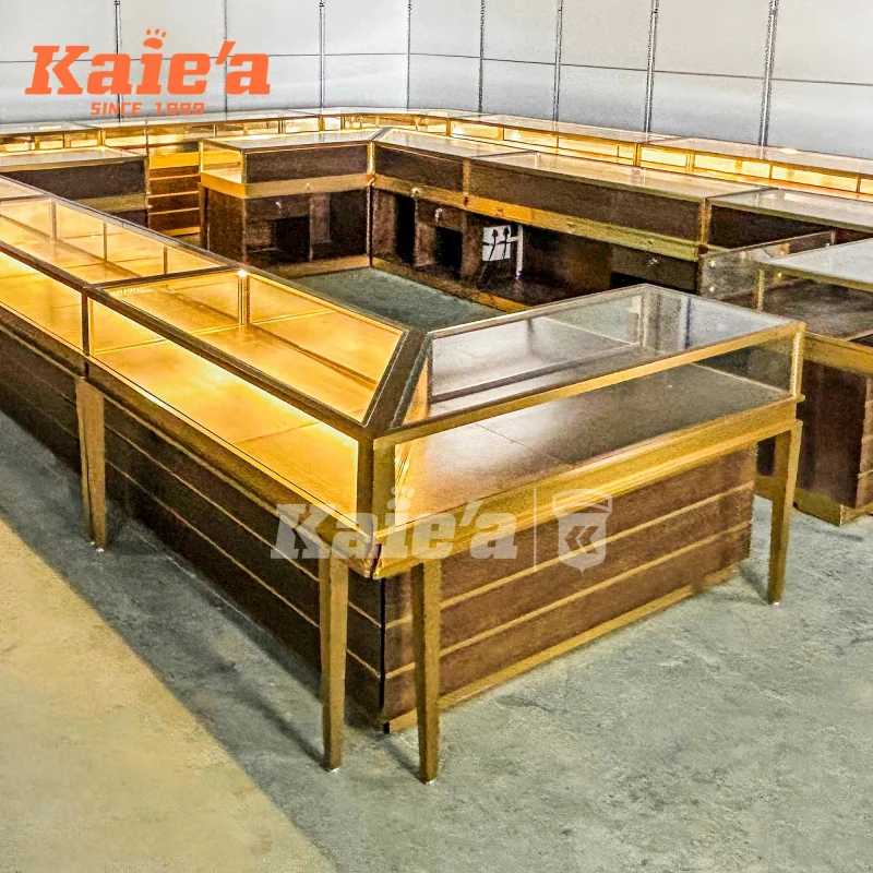 custom.Custom High-end Jewelry Store Counter Round Rose Gold Glass Jewelry Display showcase Cabinet Jewellery Shop Fur