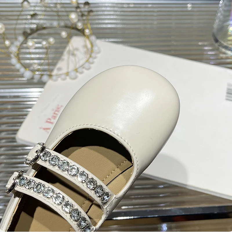 Zapatos de baile para niñas, Sandalias planas de princesa de Ballet, suela suave con diamantes de imitación, marca de moda, Mary Jane, primavera y