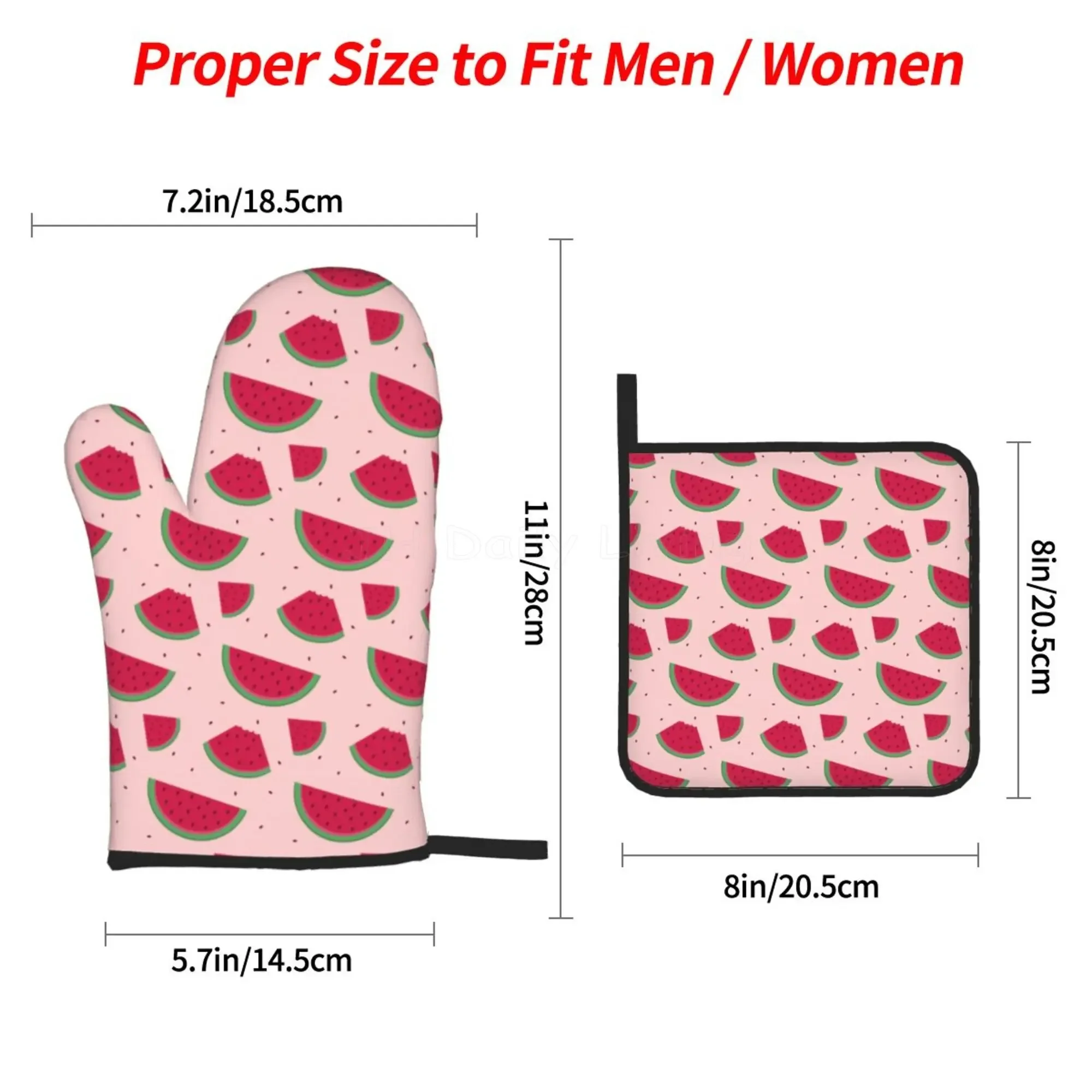 Cute Watermelon Oven Gloves Heat Resistant Cooking Gloves and Pot Holders 4 Pcs Kitchen Accessories Microwave Oven Drop Shipping