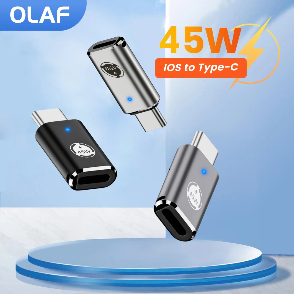 Olaf Type C To Lightning Adapter PD45W Fast Charging Type C Male To Lightning Female Converter for iphone 16 15 ipad Connector