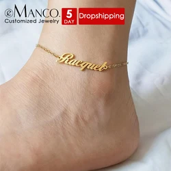 eManco Customized Name Anklet for Women Gold Color Personalized Letter Stainless Steel Jewelry Gift Support Dropshipping