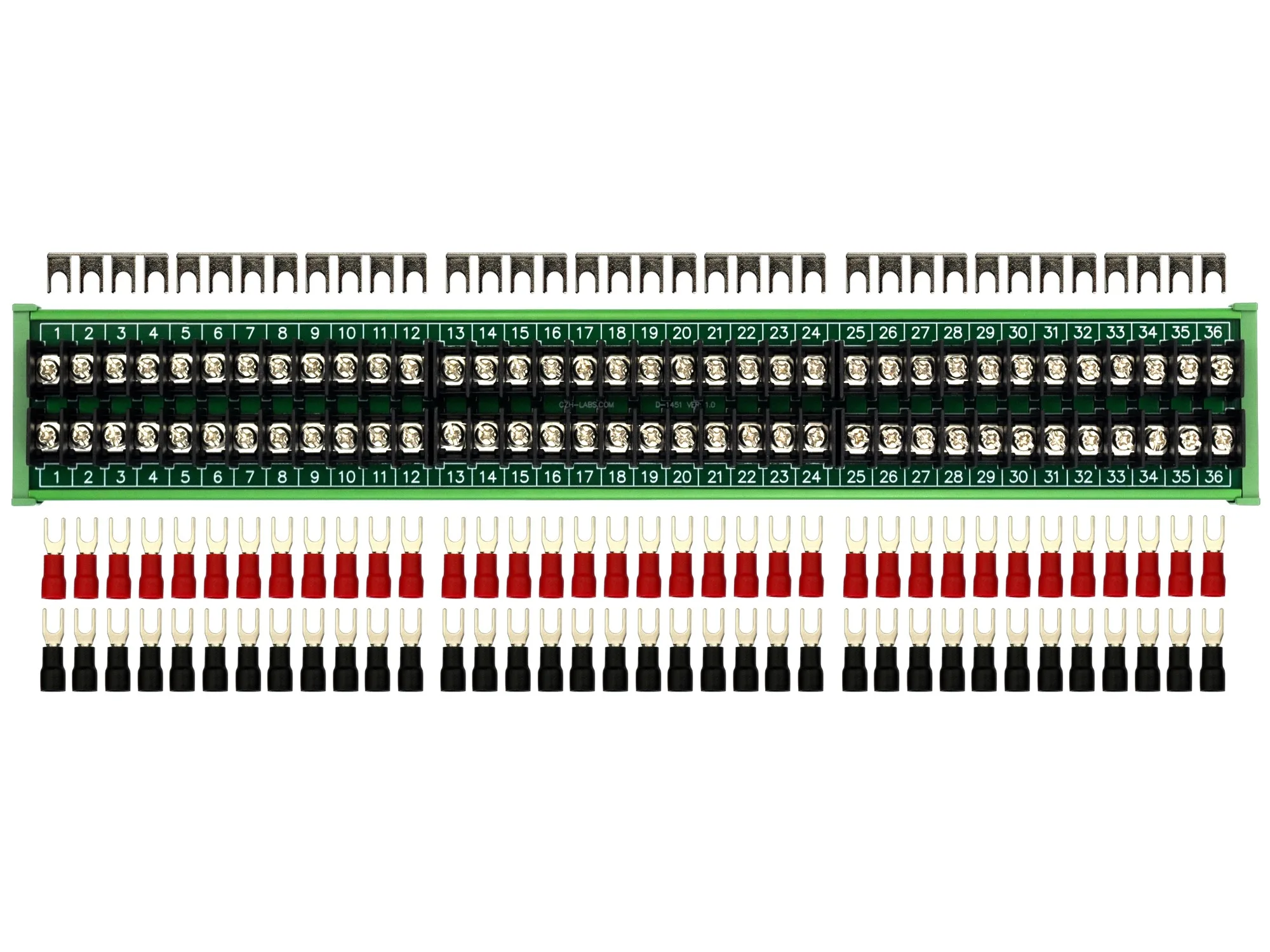 

DIN Rail Mount 20Amp 2x36 Position Barrier Terminal Block Module