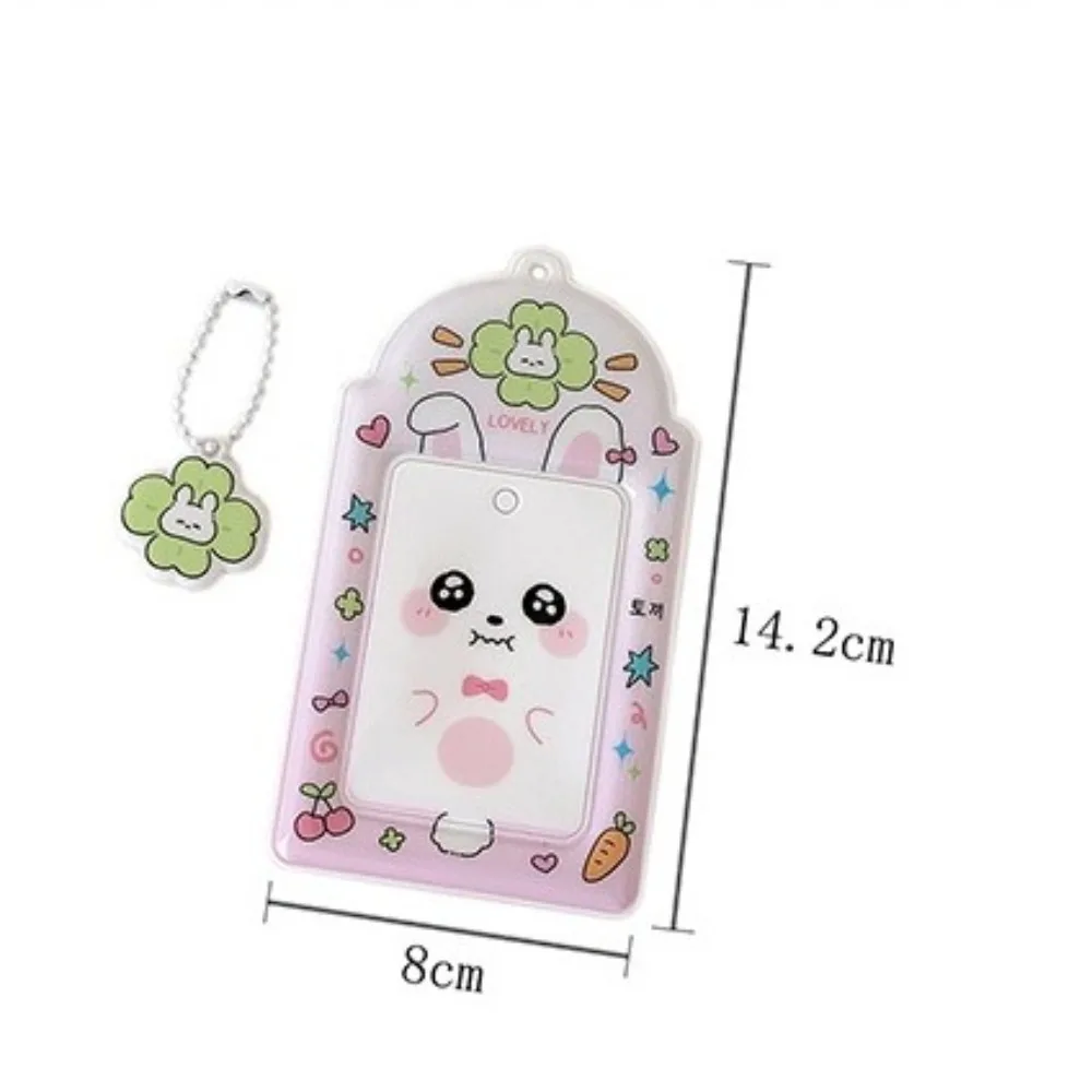 Cute PVC Photocard Holder Keychain Hanging Decoration Cartoon Animal Photo Frame Idol Card Display Protector Photo Card Holder