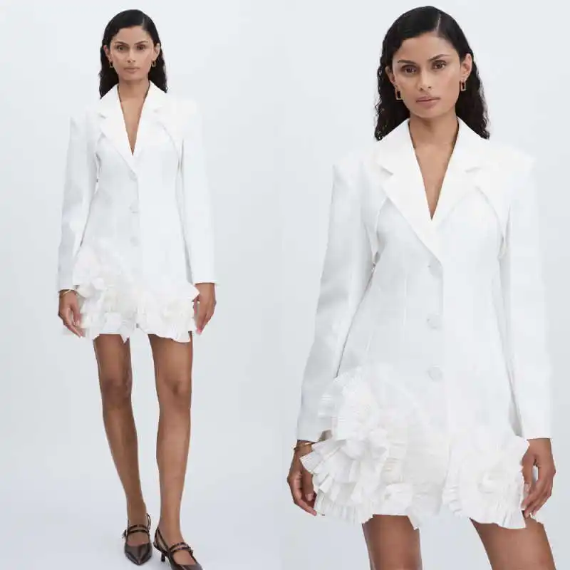 Elegant Women Suits 1 Pieces Jacket Notch Collar Single Breasted 3D Flowers Jacket Formal Occasions Banquet Party Customized