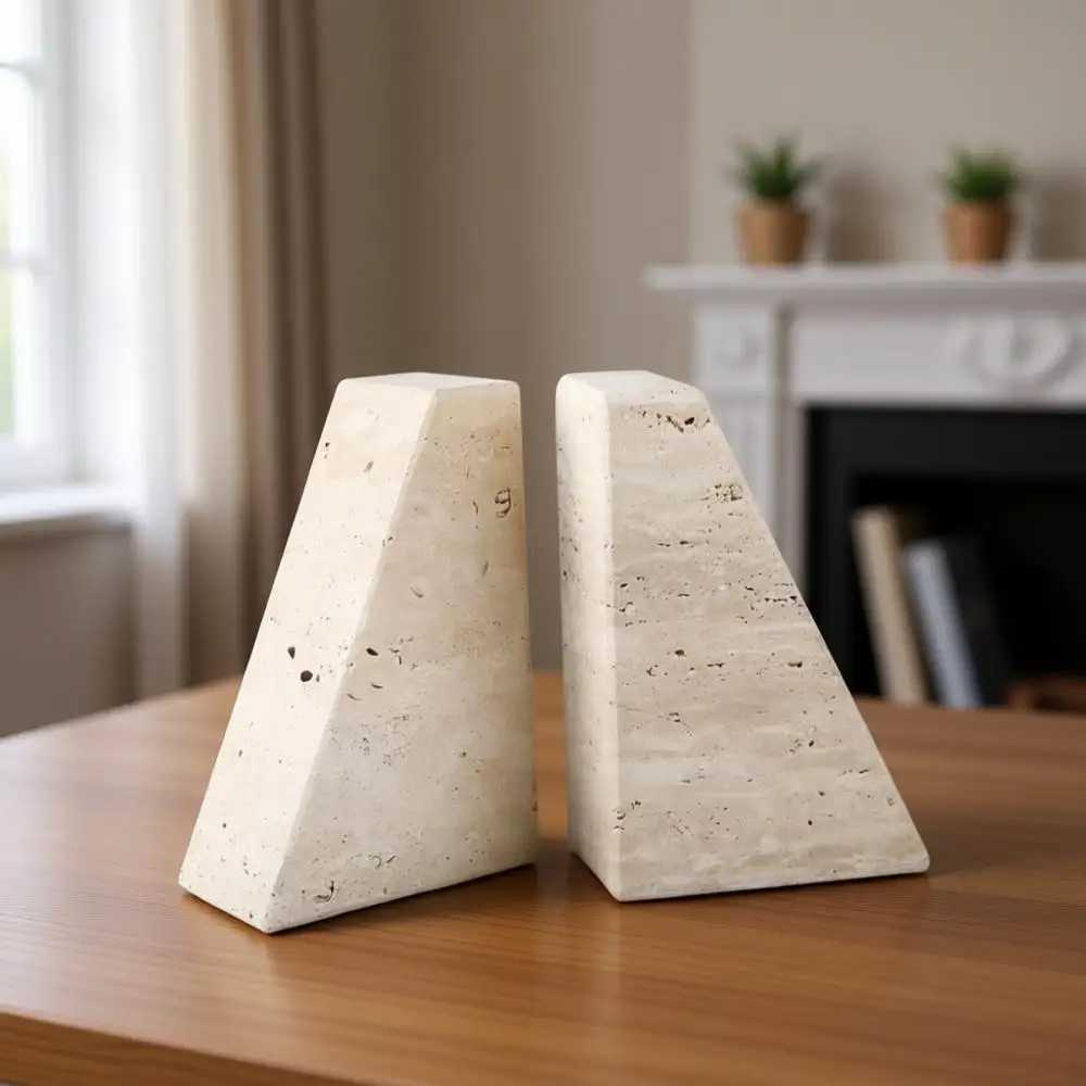 

Elegant Stone Bookends, Heavy-duty Marble Book Supports, Unique Book Holders