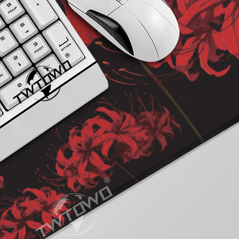 Mouse Pad Black And Red Spider Lily Gaming printon demand Home Computer New Mousepad XXL Desk Mats Office Natural Rubber Laptop