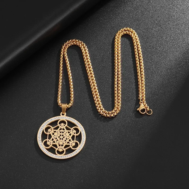 Solomon Flower of Life Chakra Spirituality Stainless Steel Necklace Archangel Sacred Geometry Metatron Necklace Pendant Jewelry