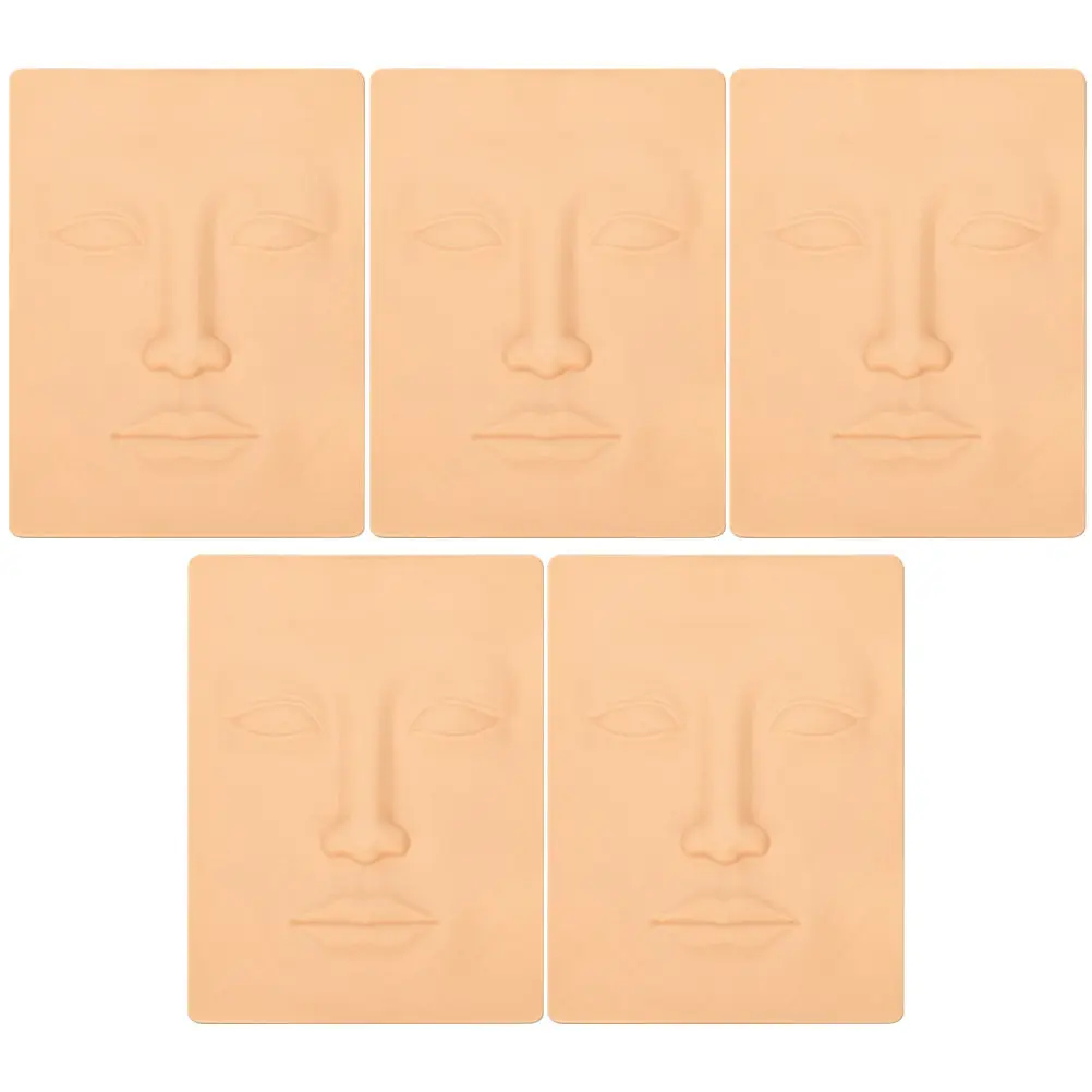 

5pcs Silicone Embroidered Tattoos Practice Skin Realistic Mannequin Face Mold For Eyebrow Tattooing Makeup Training Salon Beauty