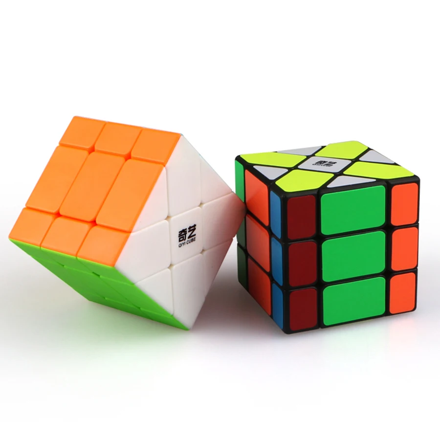 QiYi YiLeng Magic Cube Fisher Puzzle Cubo Magico Tile 3x3 Skew Stickers Stickerless Professional Educational Toy Game Smart  큐브