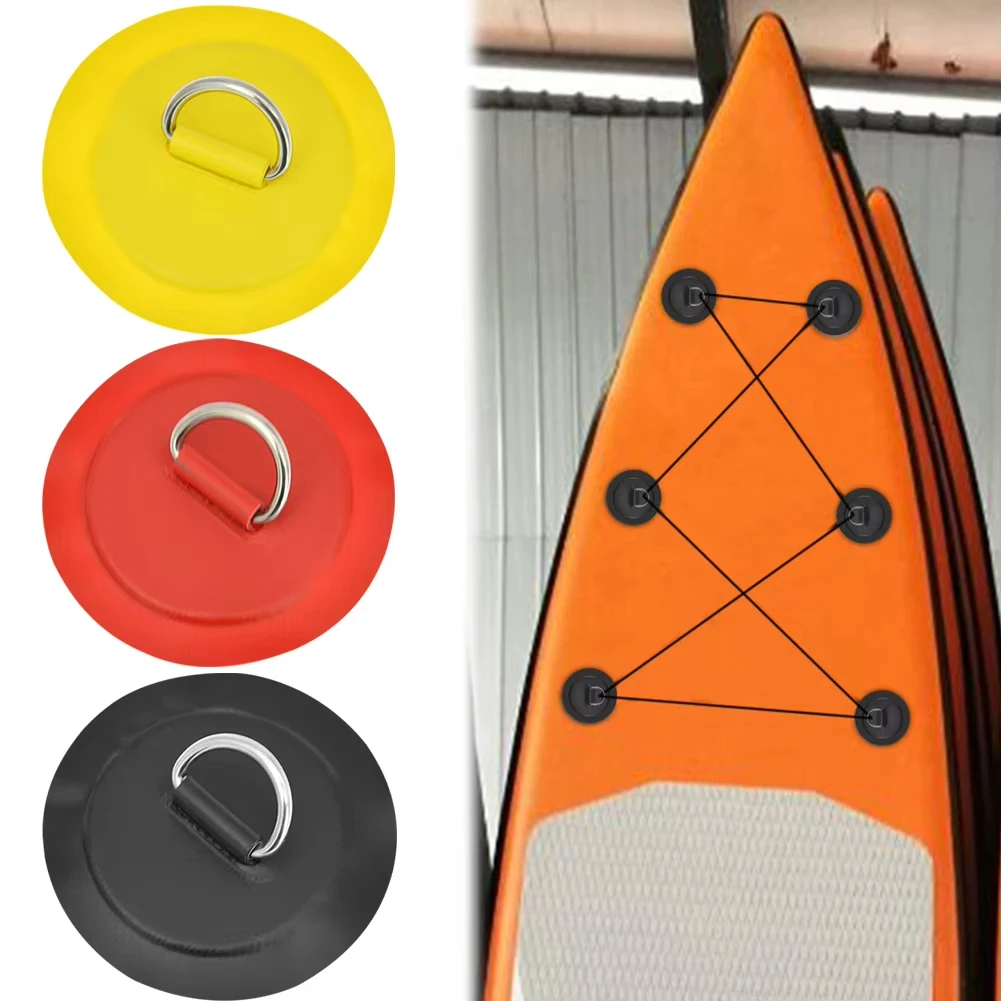 8CM Surfboard Rubber Boat PVC Patch Stainless Steel D-type Fixed Buckle Deck Rigging Rope Buckle Inflatable Boat Accessories