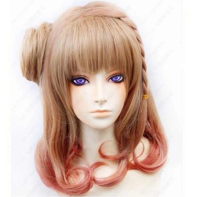 

168 New Cosplay Costume Party Brown Wig Braided Styled Hair free wig cap