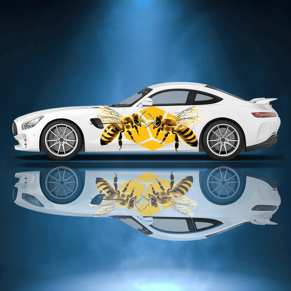 

Милая желтая пчела, сотовая автомобильная виниловая наклейка, самоклеящаяся наклейка из ПВХ, подходит для грузовиков, внедорожников, декора, автоаксессуары, подарок