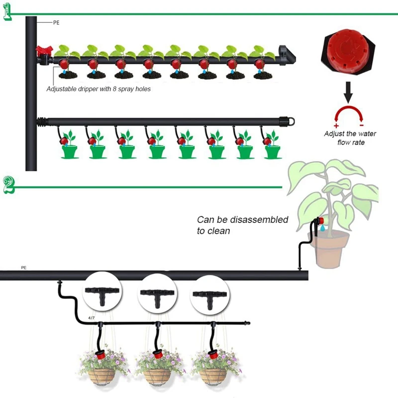 400 Adjustable Irrigation Drippers With Drip Irrigation Kit For Garden Watering Fitting