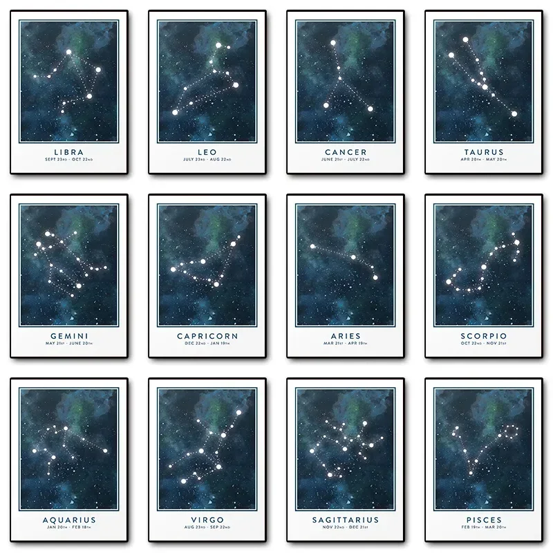 1pc frameless Canvas Painting Astrology Star Sign Constellation Aries Aquarius Capricorn Scorpio Poster Wall Art Pictures Canvas