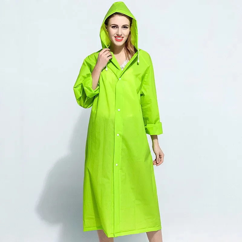 Fashion EVA Women Translucency Raincoat Biker Waterproof Rain Coat Ponch Outdoor Portable Windproof Men Hiking Rainwear Jacket