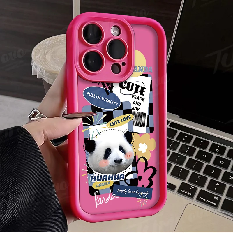 Cartoon Anime Cute Panda Animal Case for Samsung Galaxy S25 S24 S23 Ultra S22 S21 Plus FE 5G A54 A34 A14 A73 A53 A33 5G Cover