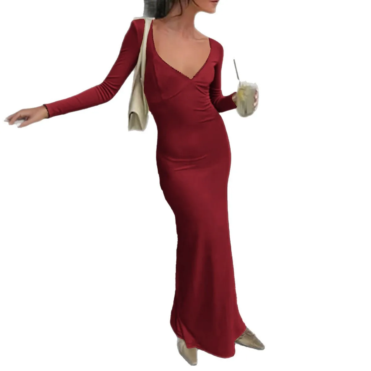 Haut de gamme longue Sved hanche charnière Dr taille haute couleur Pure fibre de Polyester régulier Sve jupe moulante automne saison femmes Dr