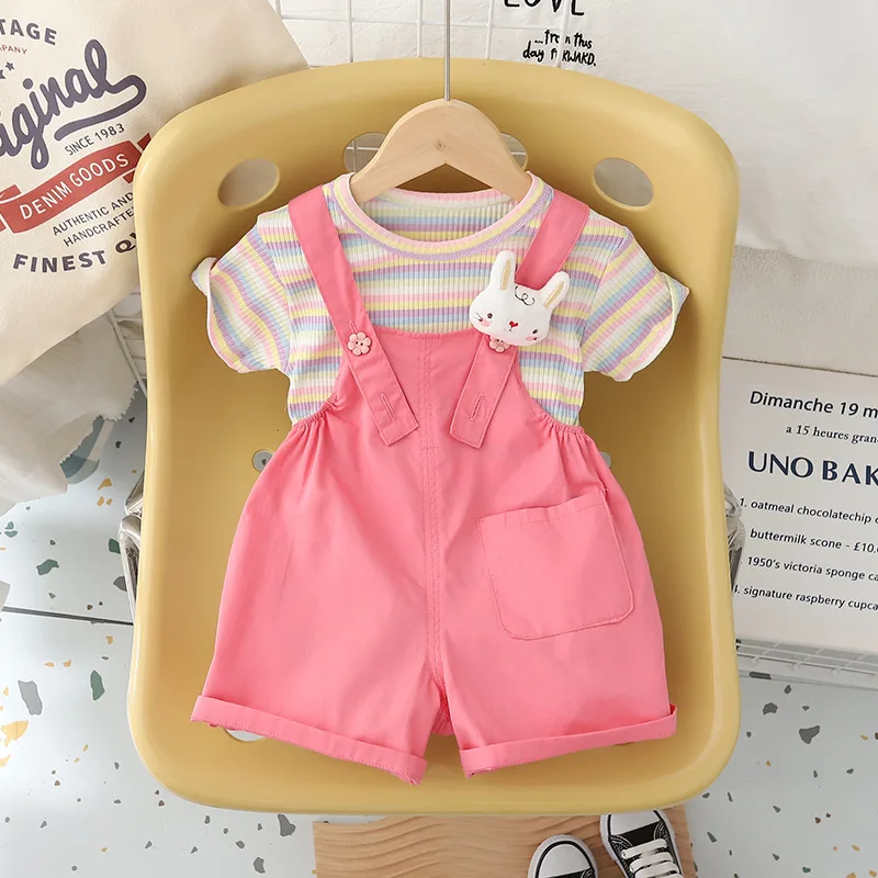 New Summer Baby Girls Clothes Suit Children Cute T-Shirt Shorts 2Pcs/Sets Toddler Casual Costume Kids Outfits Infant Tracksuits